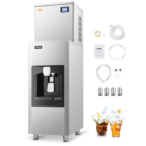 VEVOR gewerblicher Eisbereiter 181 kg/Tag Eismaschine, 80 kg großer Eisvorratsbehälter mit 9 kg/Min. automatischer Eisausgabe, selbstreinigende Eismaschine mit Touchscreen für Bar Restaurant