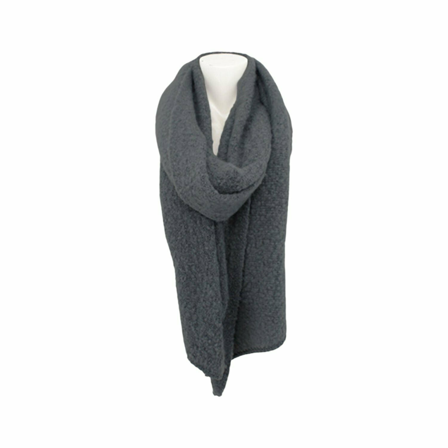 Winter Damen Schal Trapez » Bouclé Damenschal 200x40 cm » Winterschal Trapezschal » Alpaca Touch-Feeling | weich & flauschig - Dunkelgrau