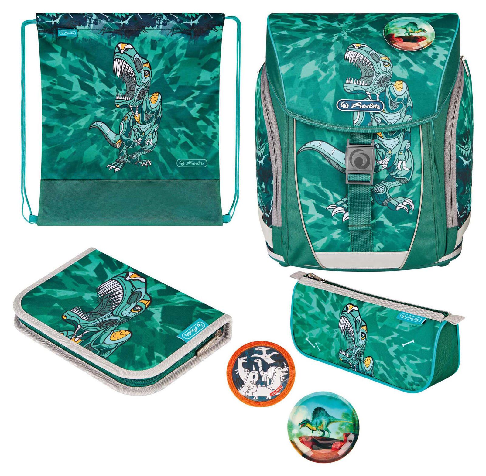 Herlitz Schulranzen-Set FiloLight Plus Heavy Metal 28,0 x 23,0 x 38,0 cm grün 16,0 l