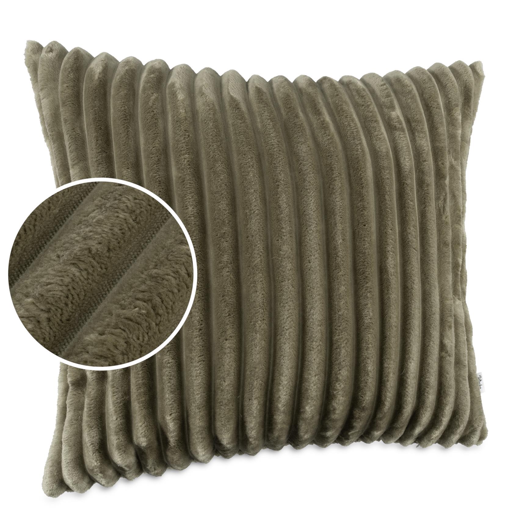 Plüsch Cord Kissen Kissenbezug Sofakissen Big Cord Dekokissen mit & ohne Füllung 4 Größen Olivengrün 30x50cm Ohne Füllung