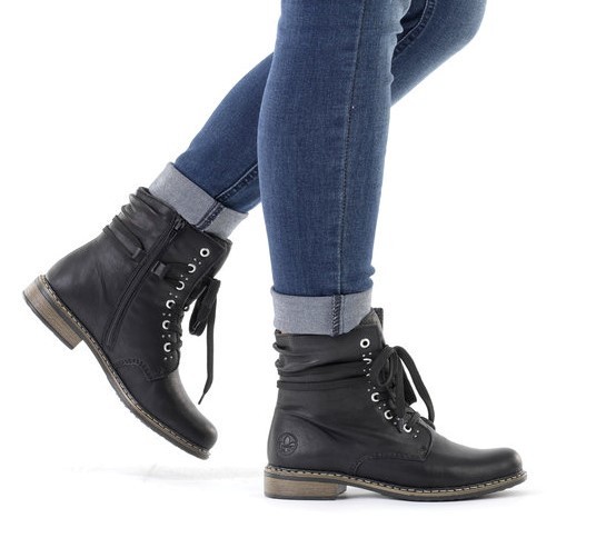 Rieker 71218-00 - Rieker Schnürstiefelette Damen Schwarz