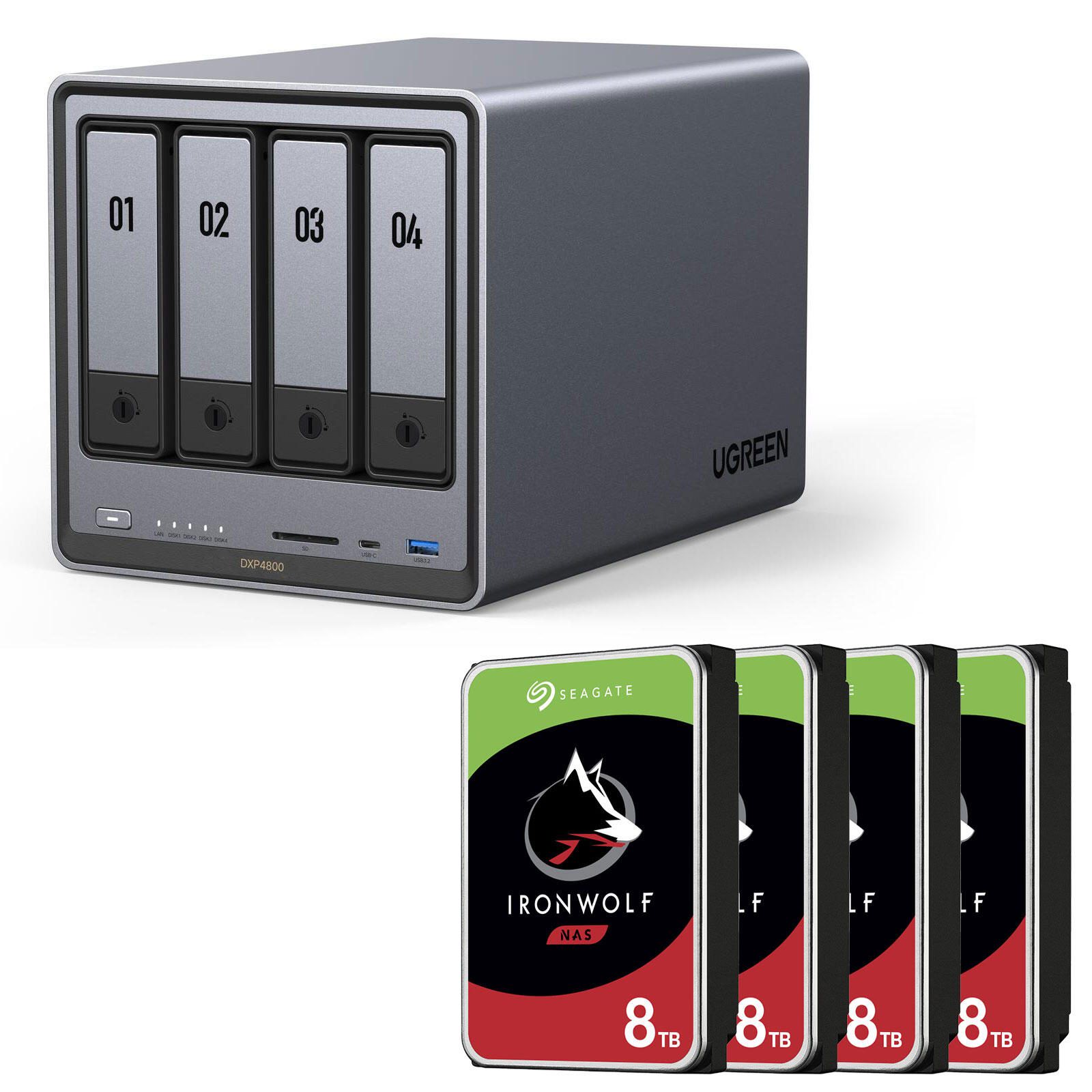 Ugreen NASync DXP4800 + SEAGATE Festplatte 32 TB (4 x 8 TB)