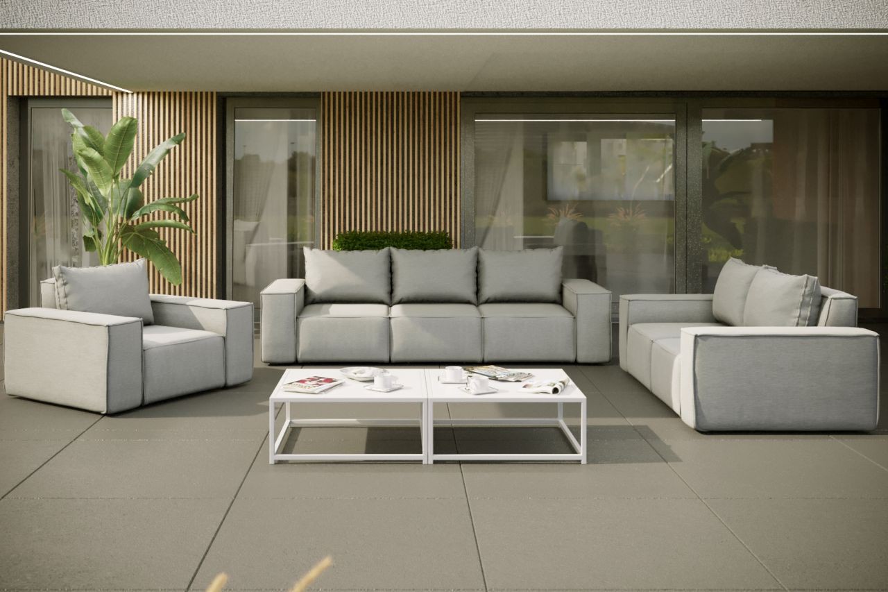 Gartenmöbel-Set GARDENT 3-2-1 wetterfester Stoff NXL Hellgrau