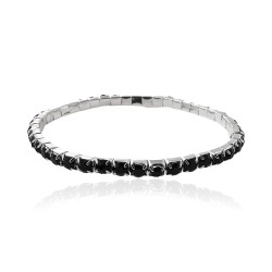 MARTIN1985 Modisches Dehnbares Damen Armband 316L Chirurgenstahl mit schwarzen Kristallen mit Geschenkverpackung