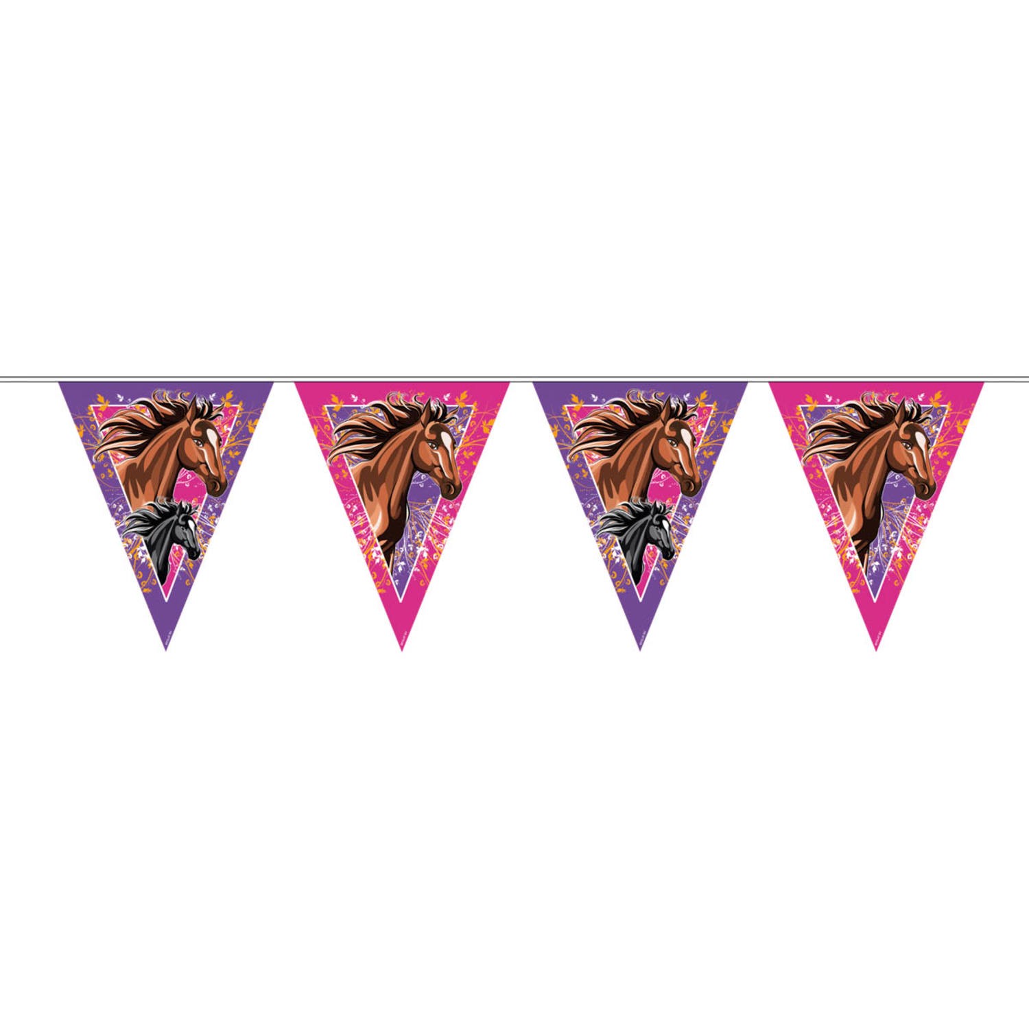 Pferde Wimpelkette Girlande beidseitiges Motiv - 10 Meter