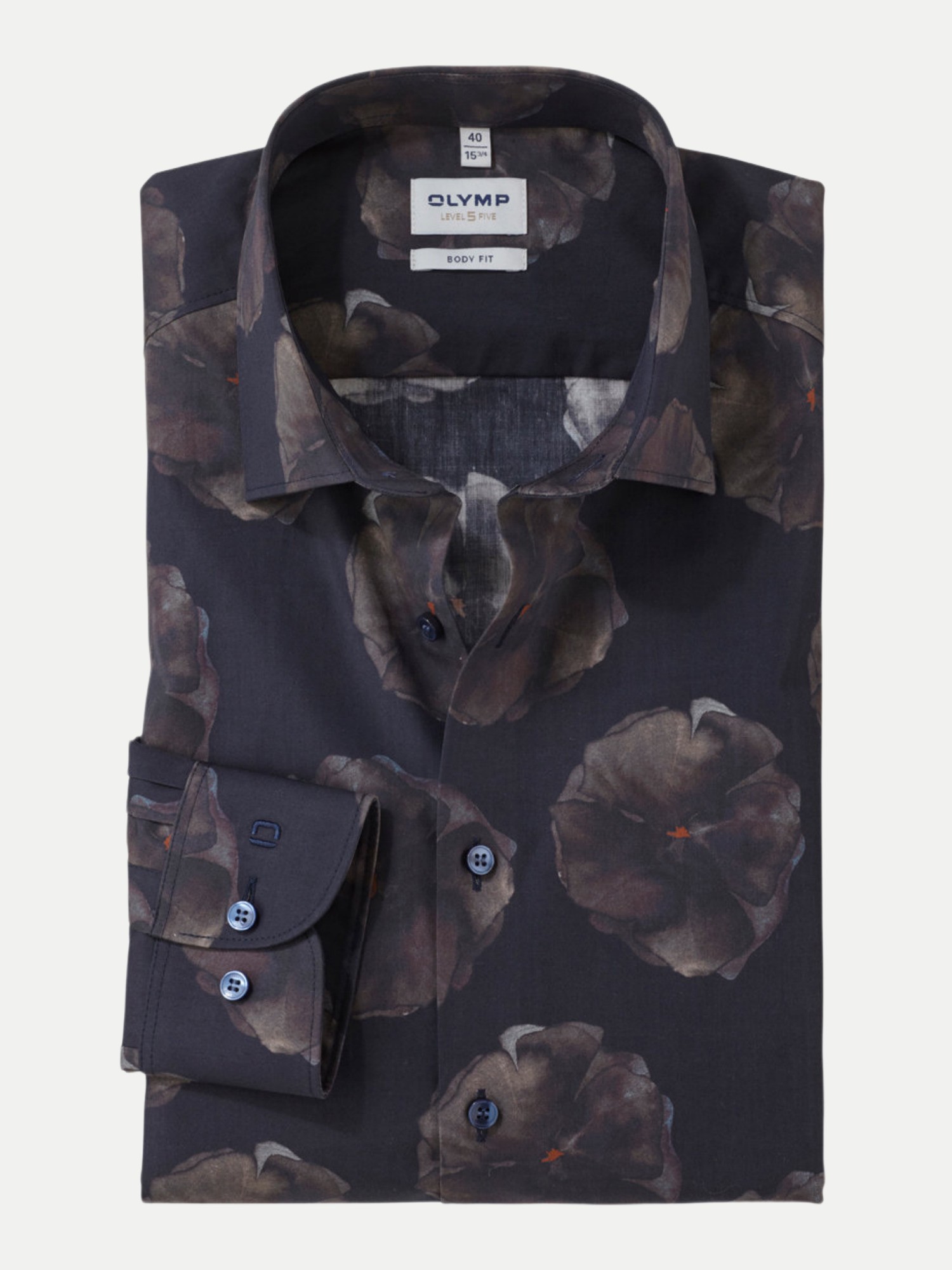 OLYMP Body-Fit Hemd mit Floralprint, Größe 42