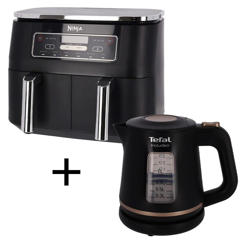 Ninja Doppel-Heißluftfritteuse AF300EU + Tefal Includeo Wasserkocher 1l KI5338