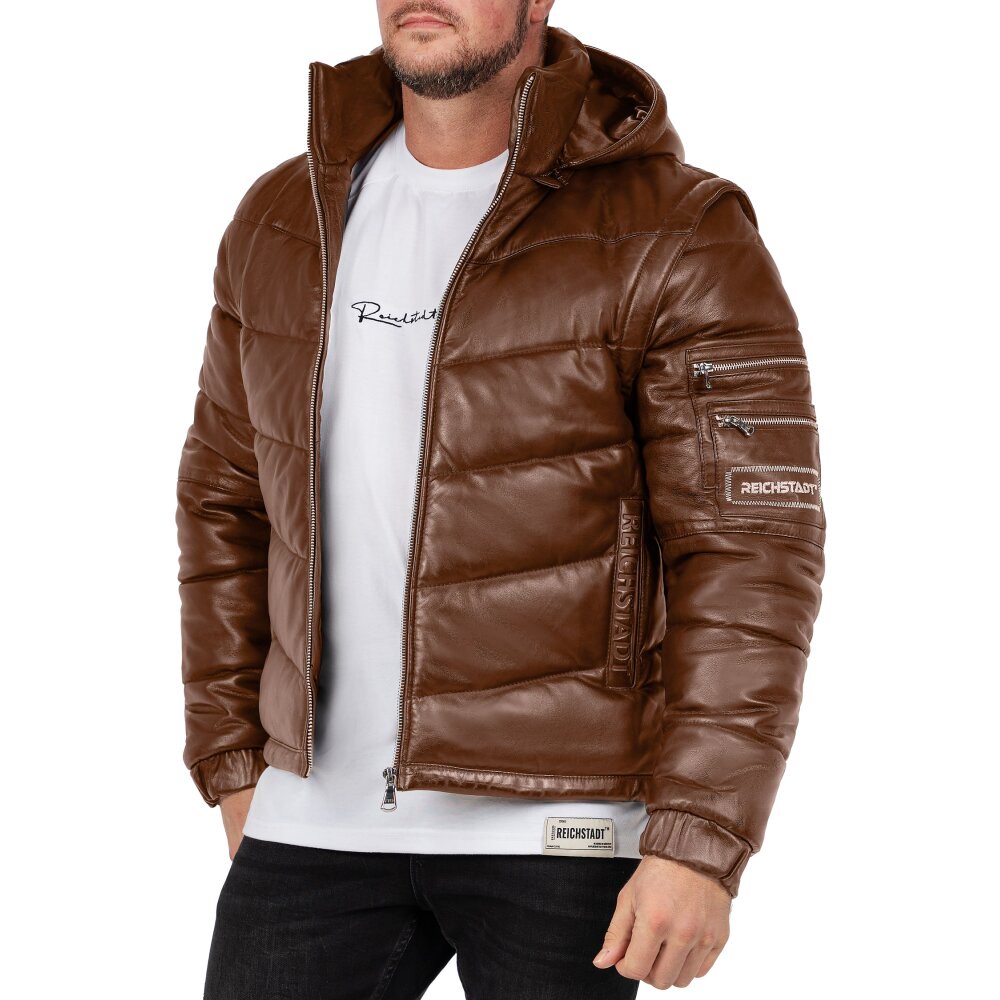 Reichstadt Regular Fit Jacke Herren Echtleder 22RS032LUX Cognac M