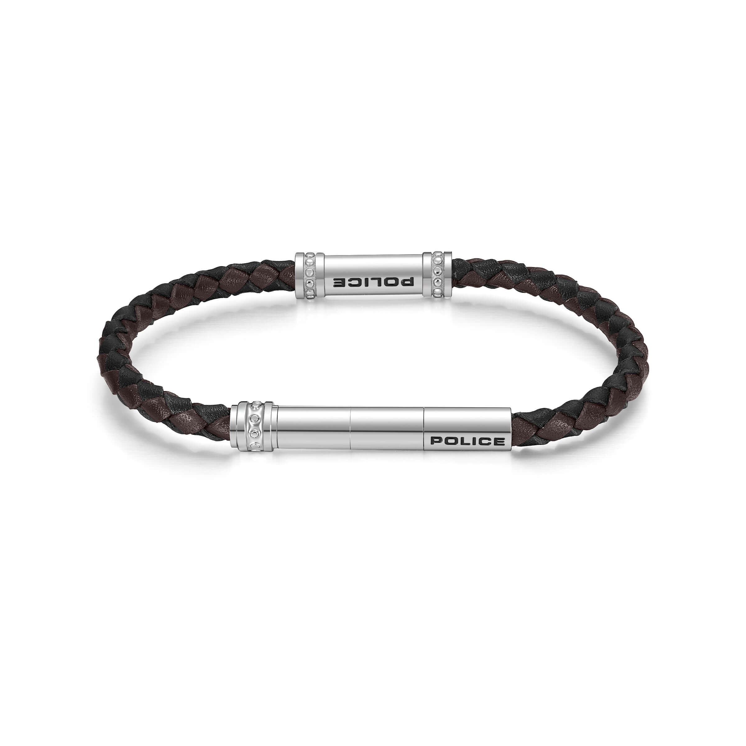 Police Herren Armband Leder Braun/Schwarz Herrenarmband Lederarmband Herren Schmuck Lederarmband Herren Lederband