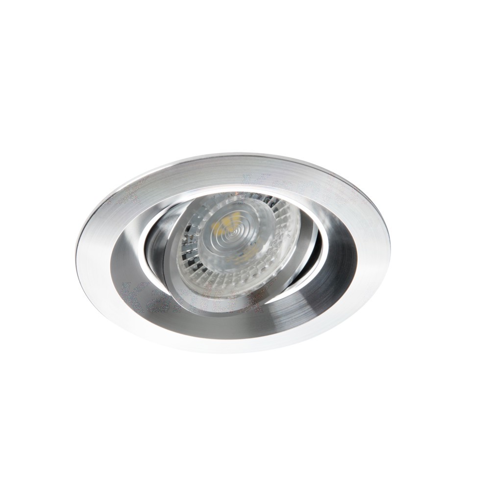 SET Einbaustrahler, Einbauring, Einbaurahmen Aluminiumlegierung silber, schwenkbar, rund BØ75mm + LED Leuchtmittel & GU10 Sockel wählbar