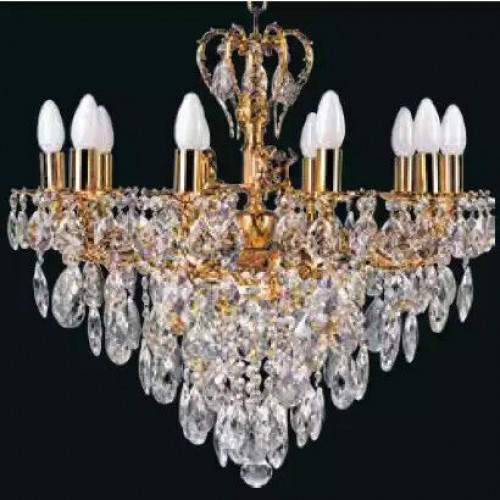 Lüster Luxus Kronleuchter Deckenlampe Deckenleuchter Crystal Gold Art