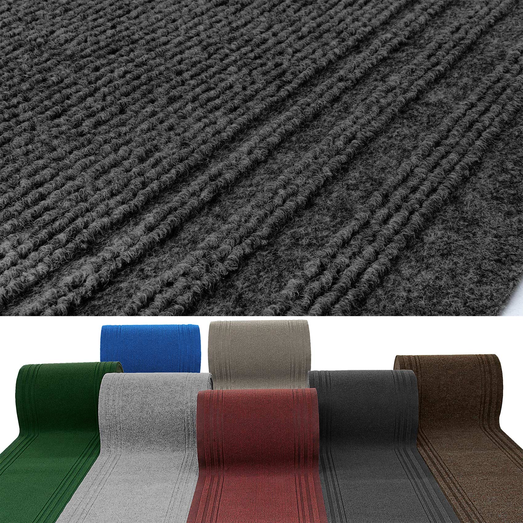Flurläufer Teppichläufer Schmutzfangmatte Schmutzfangläufer Fußmatte Läufer Flur Teppich mehrere Farben Dunkelgrau 100x67cm