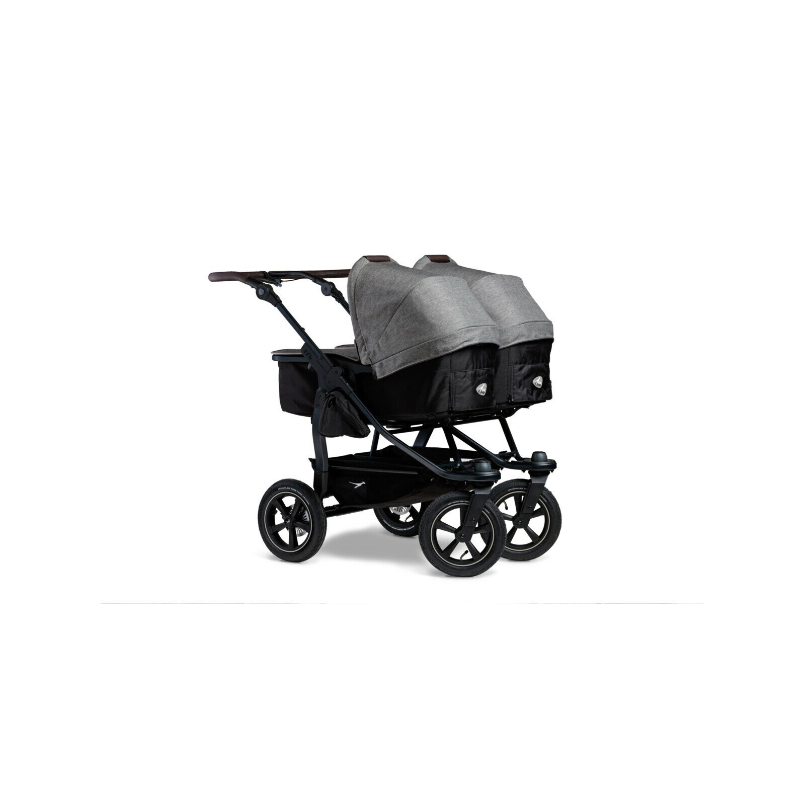 TFK - duo 2 - Zwillings/Geschwister-Kinderwagen PREMIUM-GRAU (Luftreifen)