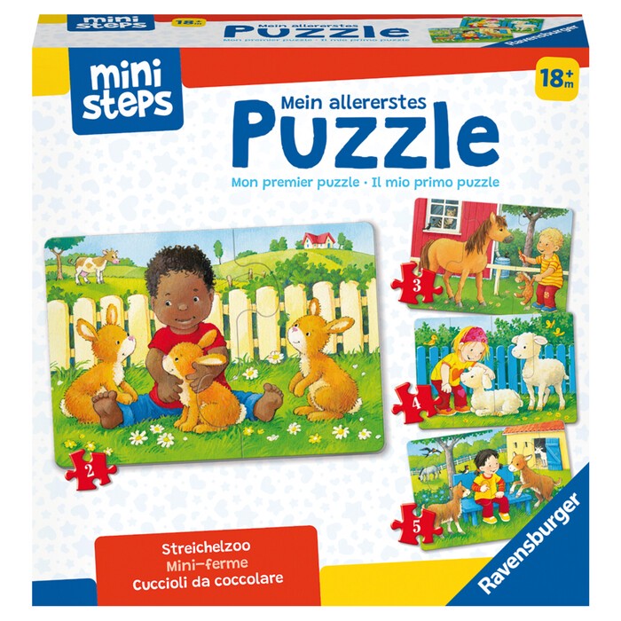 Ravensburger mini steps, Mein allererstes Puzzle: Streichelzoo, 11,5x16,5 cm