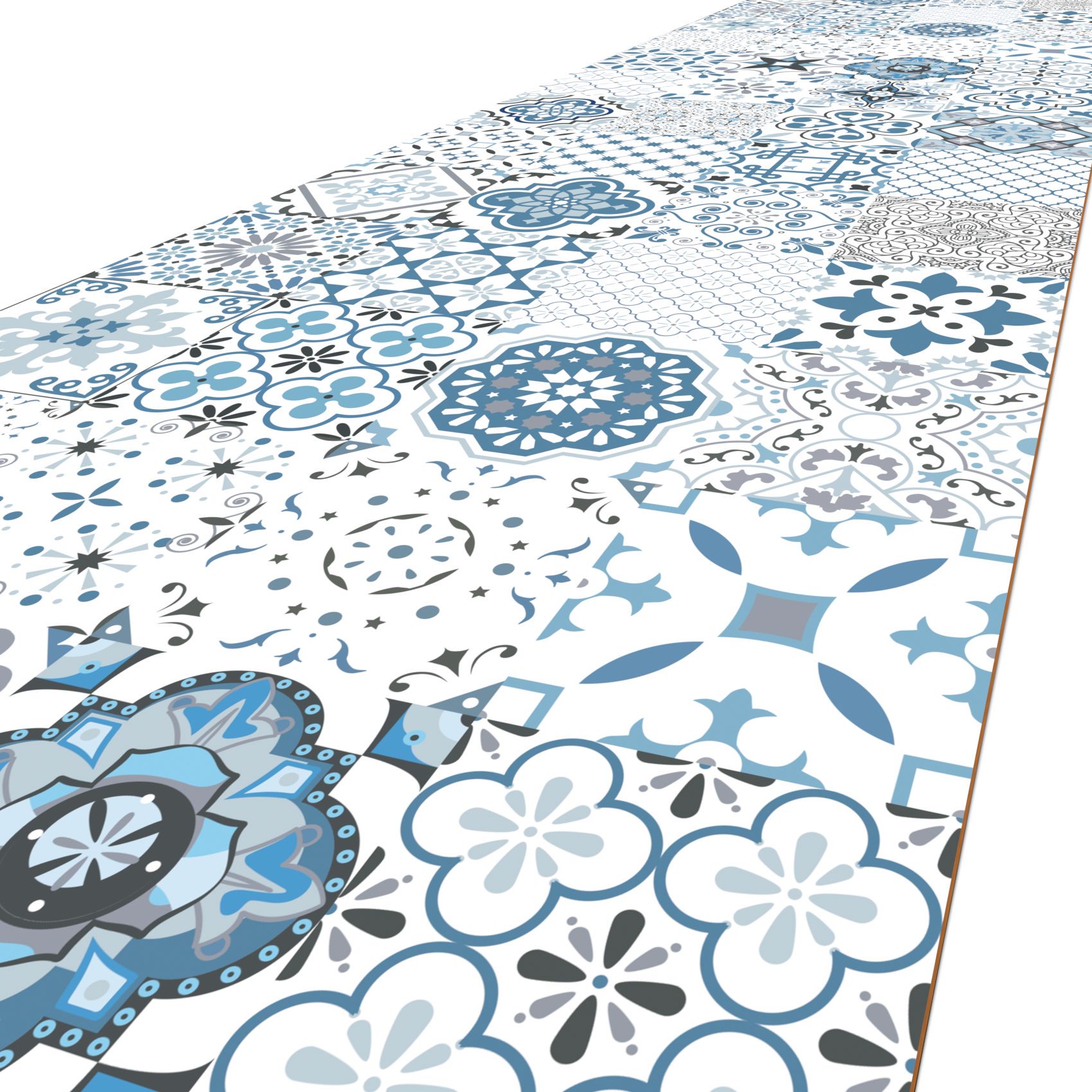 Teppich Küchenläufer Teppichläufer Läufer Flur abwischbar PVC Mirza Maiori Blau 48cm Breit 100x48cm