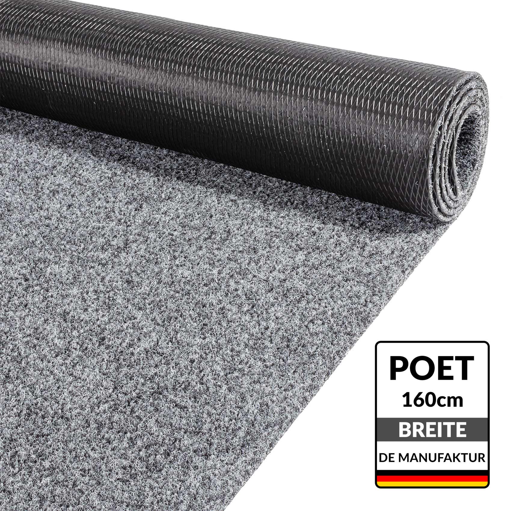 Teppich läufer Sauberlaufmatte Schmutzfangläufer Läufer Flur Poet Grau Breite 160cm Meterware 100 x 160 cm