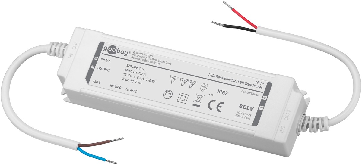 GOOBAY Wetterfester LED-Trafo 12V DC, 100W, 5 A, IP67