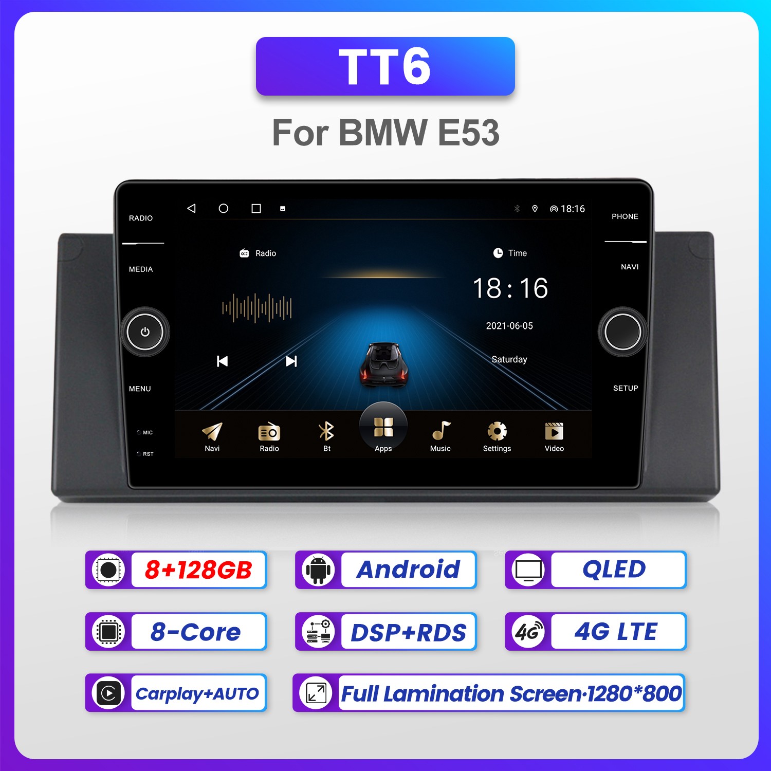 Screen QLED Android 11 Car DVD Radio Radio Intelligent Multimedia Player pour BMW E53 X5 E39 1997-2006 Autoradio GPS Carplay Auto DSP RDS 2DIN