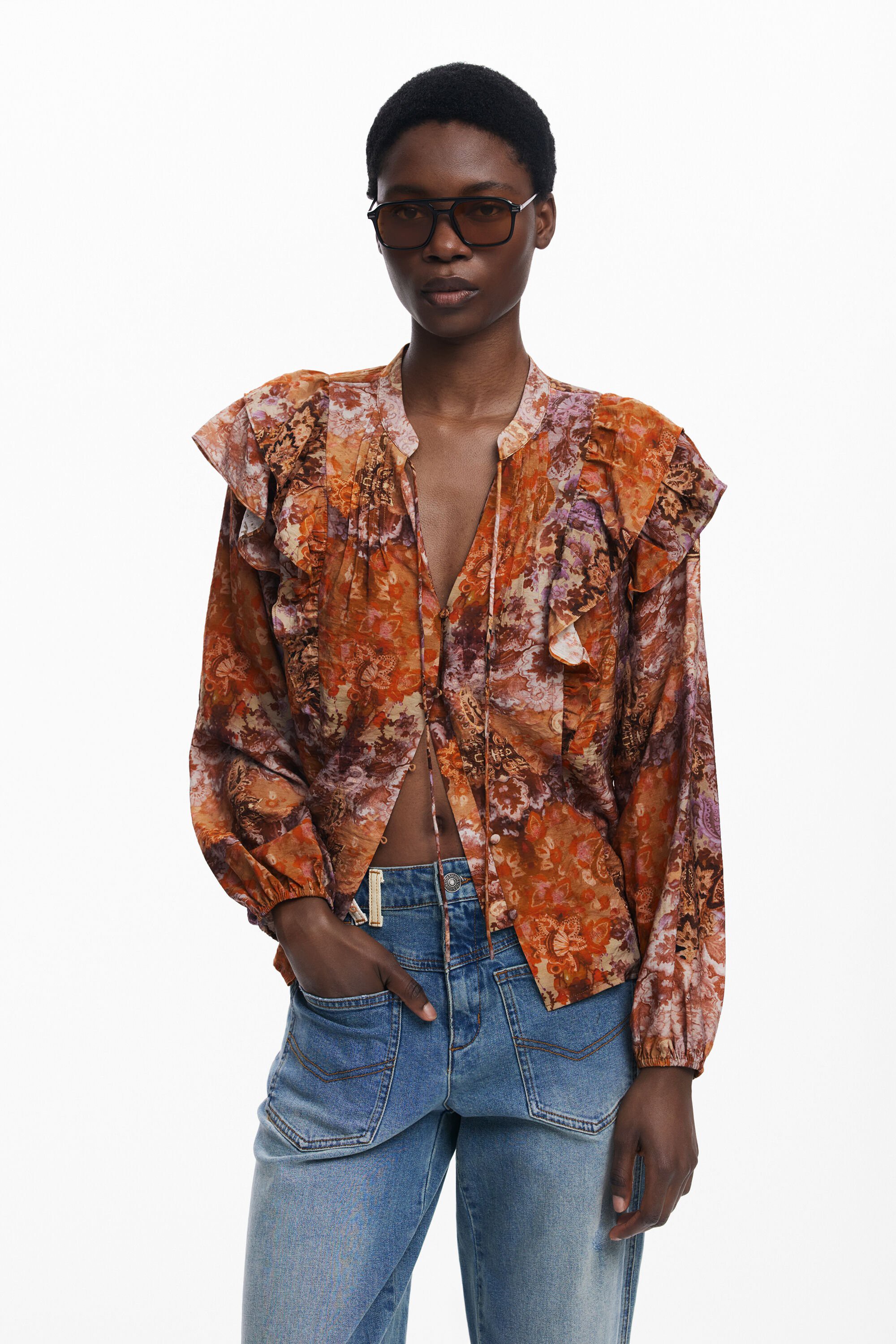 Desigual, Romantische Paisley-Bluse, Damen, Orange, M