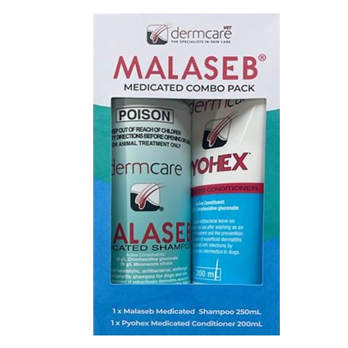 Dermcare Malaseb & Pyohex Combo 250ml Shampoo + 200ml Conditioner 1 Pack
