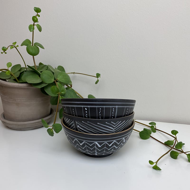 Schüssel schwarz - 3 verschiedene Muster - Dot