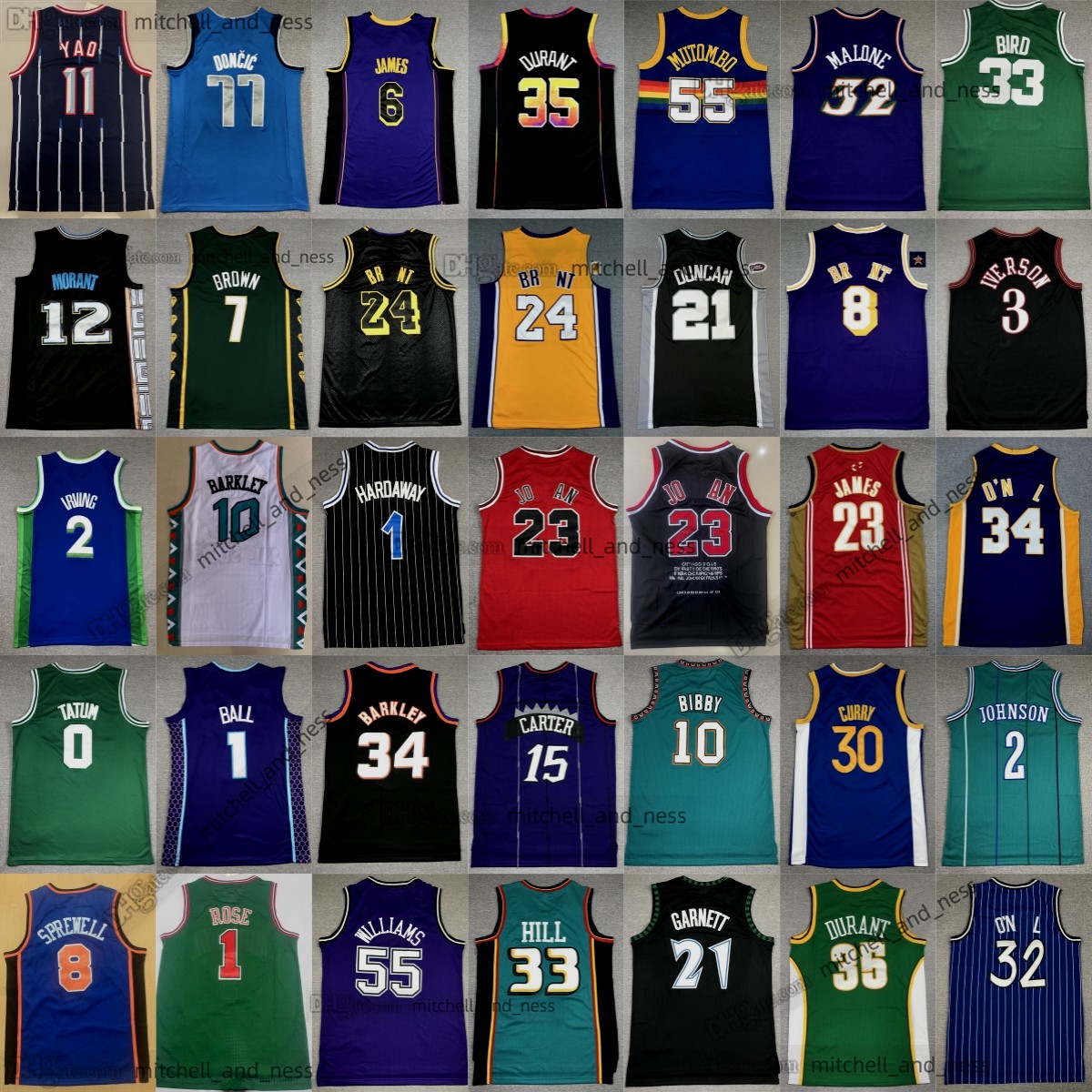 Classic Retro Basketball Derrick Rose Jersey Tyrone Muggsy Bogue Alonzo Mourning Paul Pierce Scottie Pippen Kevin Durant Klay Thompson Jalen Gree