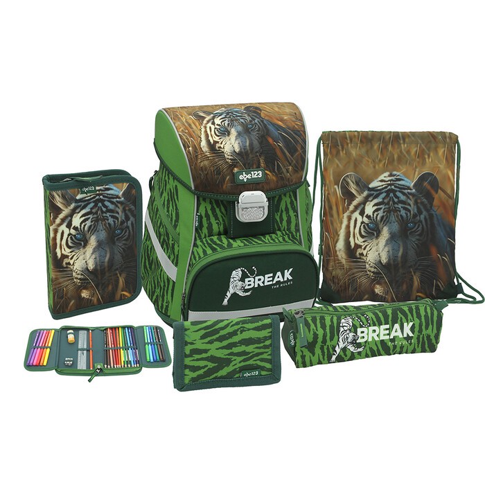 Schultaschen-Set ABC123 Ergo Tiger 5-teilig bunt
