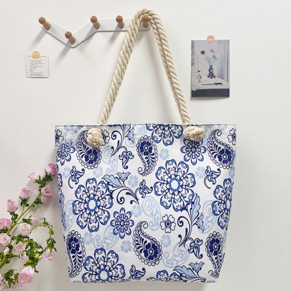 Strandtasche Paisley Blau Weiß Badetasche