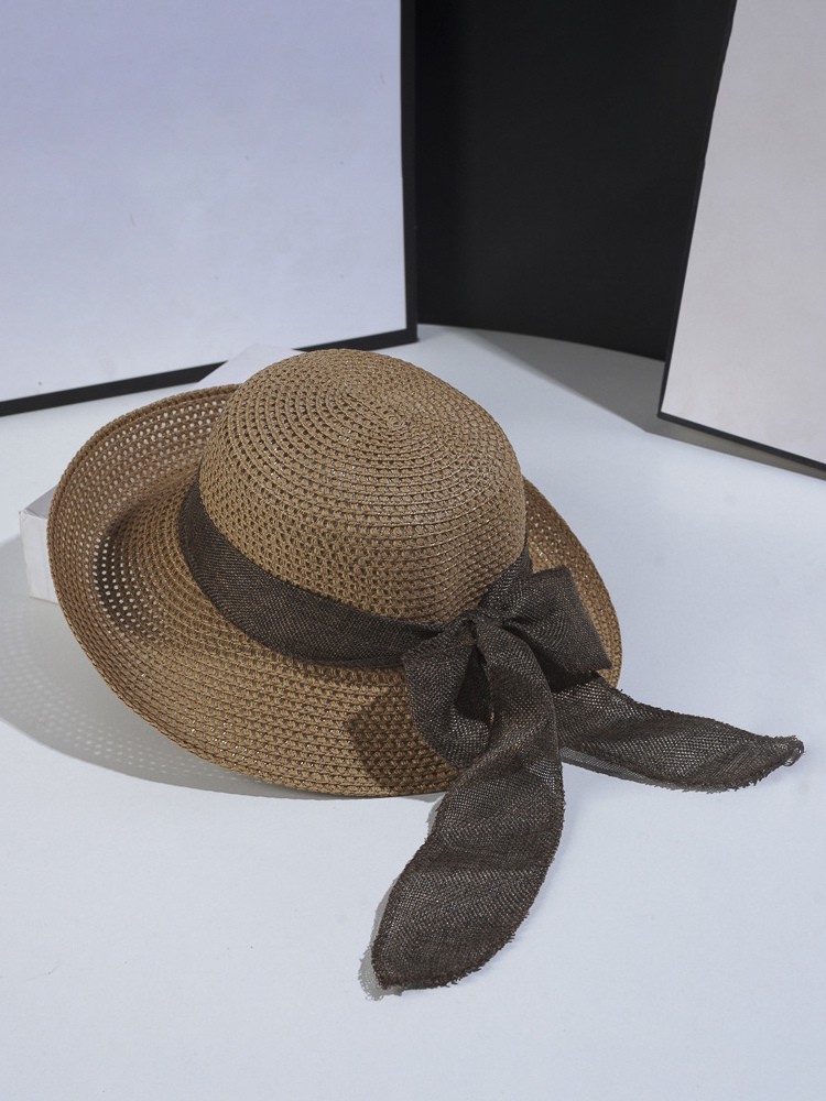 Sommer Strohhut mit Bowknot Strand faltbarer Sonnenhut für Frauen 2025