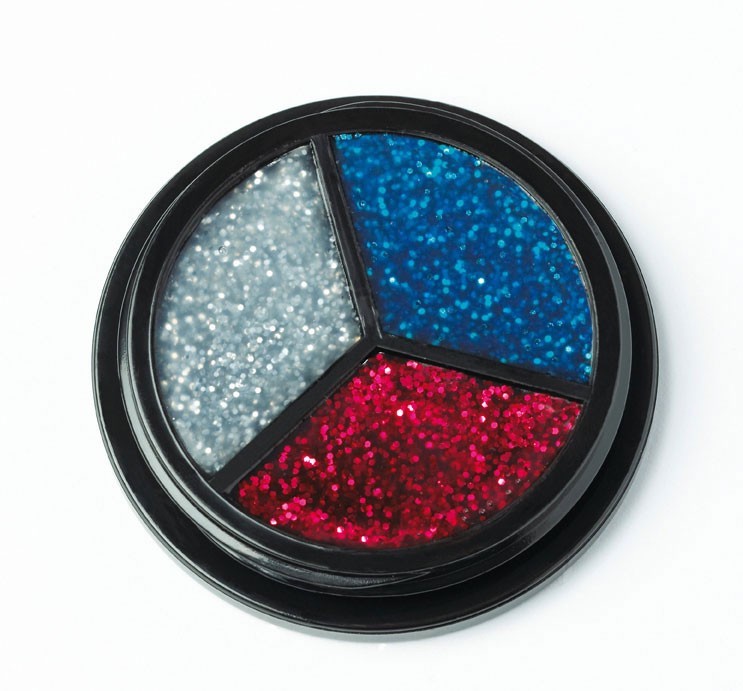 Glitzer Make-Up Silber-Rot-Blau
