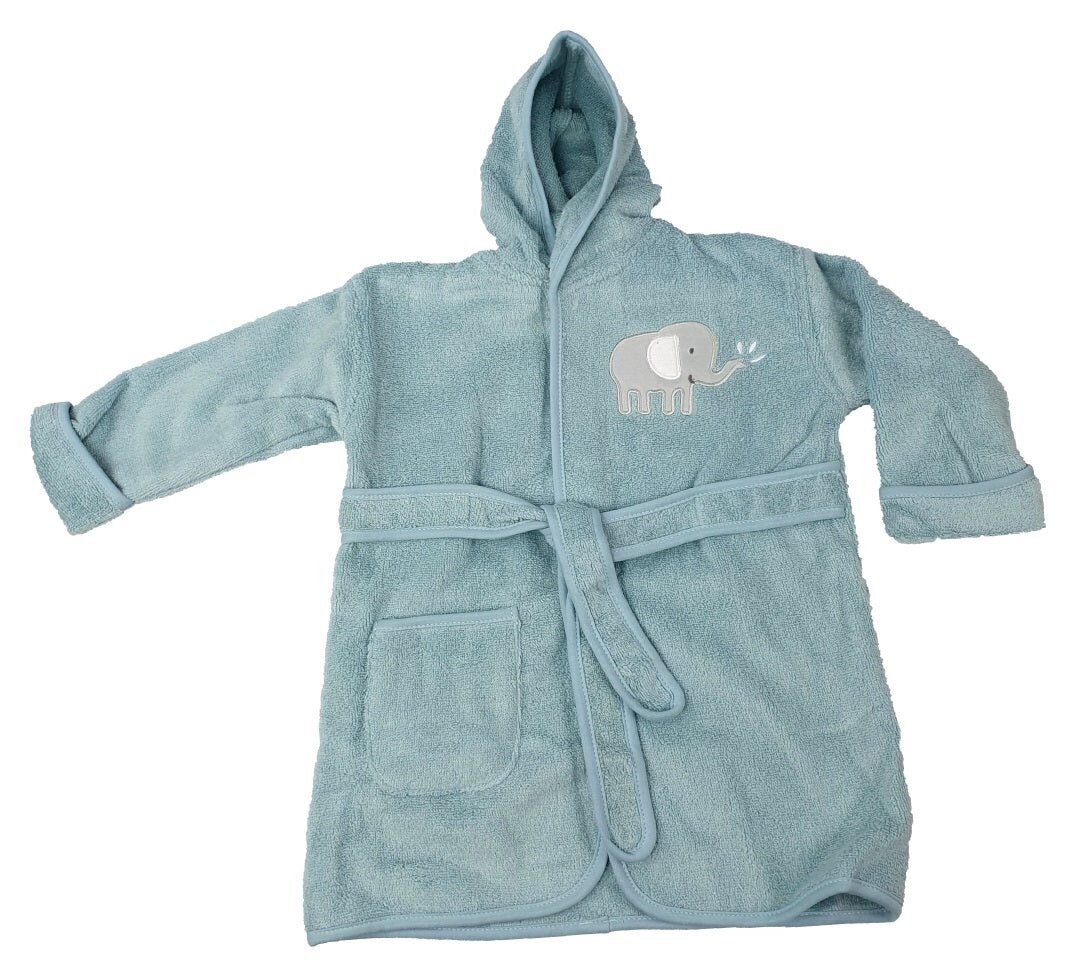 Frottée Baby Bademantel » Morgenmantel & Kleinkinder Badetuch » 100% Baumwolle » mit Kapuze, Tasche und Gürtel - Mint / 98