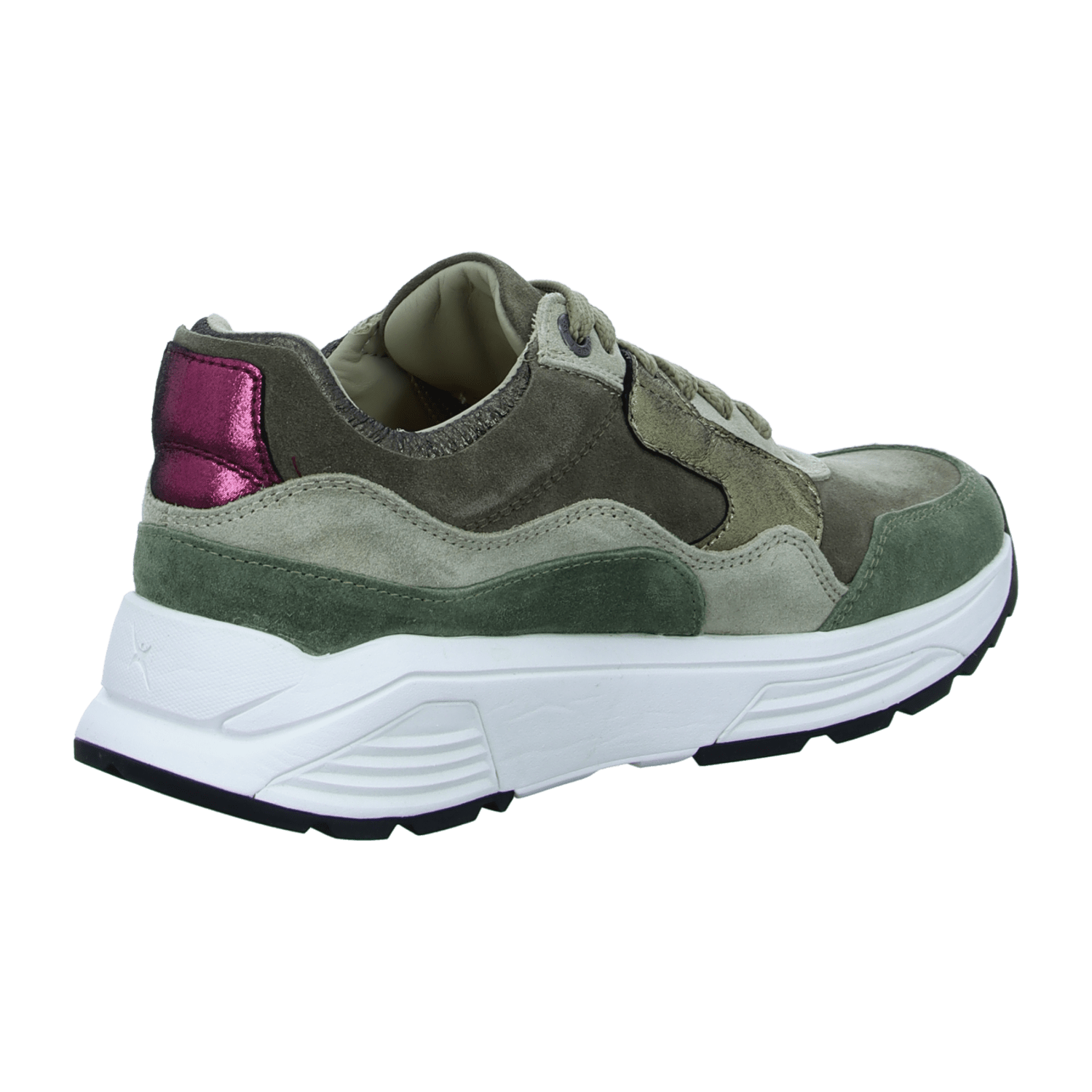 Xsensible Golden Gate Taupe Combi - sportlicher Schnürschuh - Damenschuhe Bequeme Schnürschuhe, Mehrfarbig, leder (stretchleder) für Damen, grün, Größe 38 EU