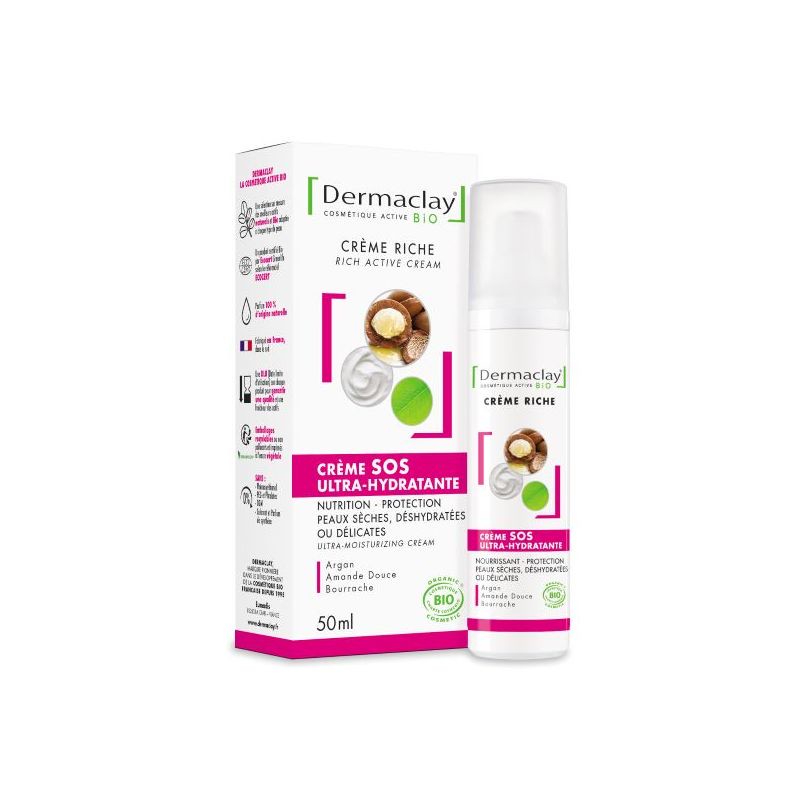 Dermaclay Sos. Cremes Ultra Bio-Tagesfeuchtigkeitscreme 50 ml