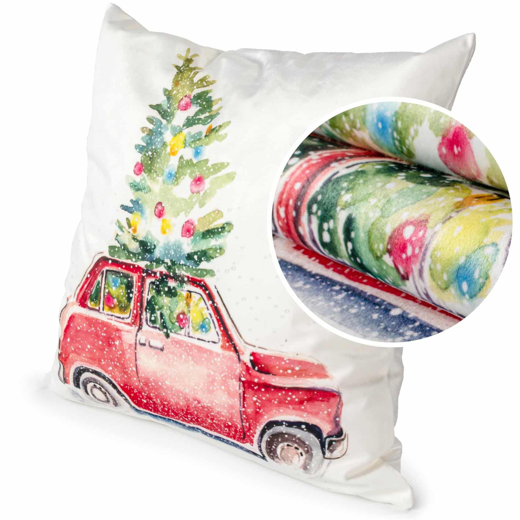 Weihnachtskissen Kissenhülle Weihnachten Kissen Dekokissen mit & ohne Füllung 45x45cm Auto 45x45cm Ohne Füllung