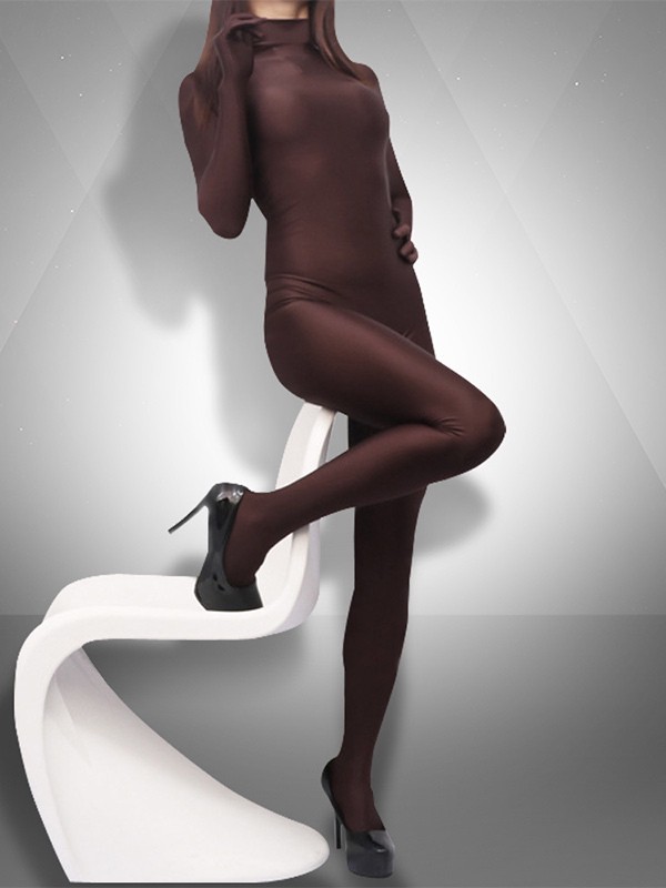 Sexy Catsuit Kaffeebraun Lycra Langarm Kostüme