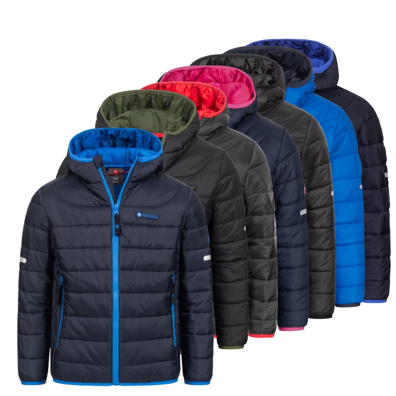 Höhenhorn Krocko Kinder Jacke Jungen Mädchen Übergangsjacke Steppjacke 140 Dunkelblau/Pink