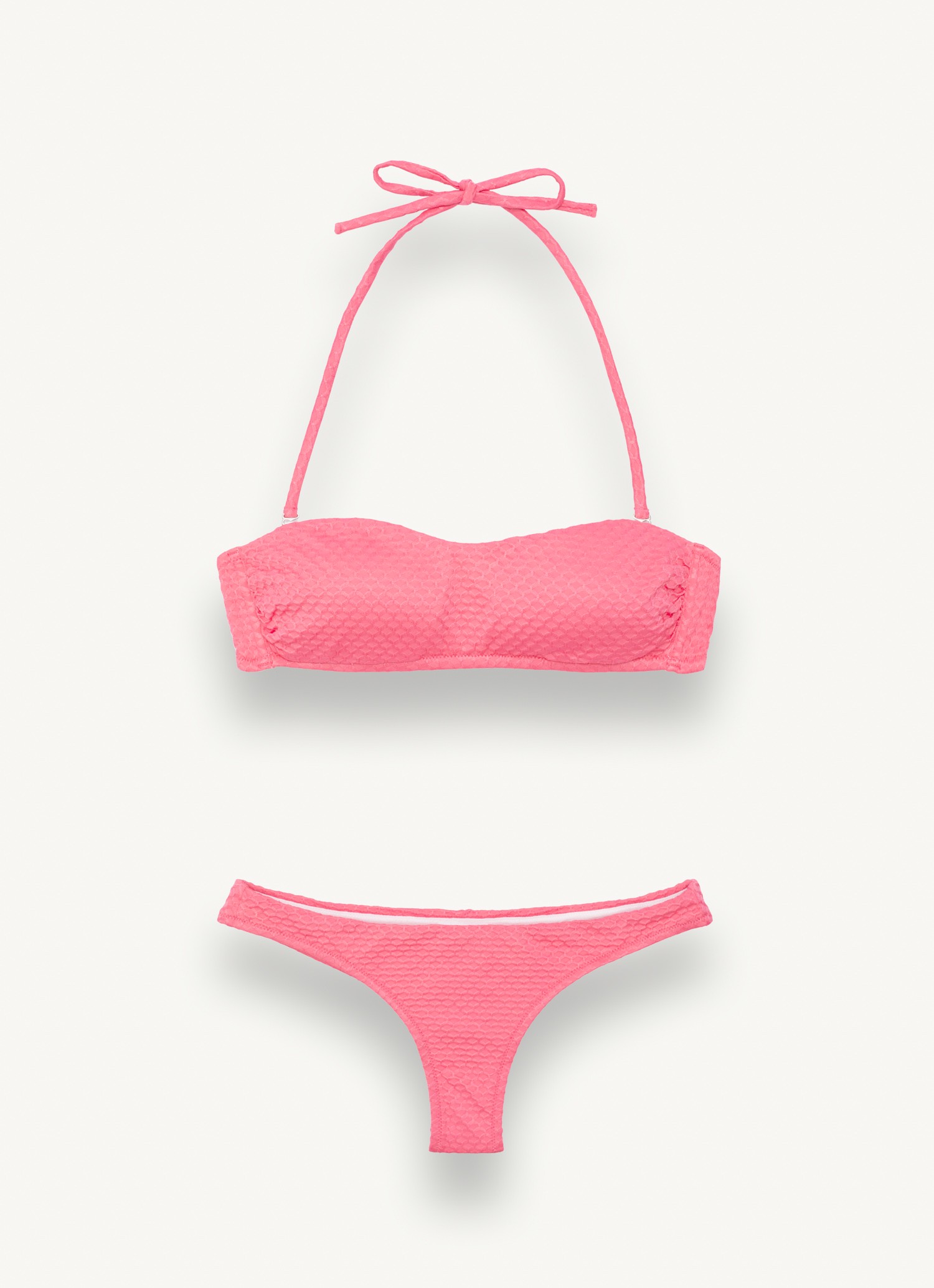Colmar, Bandeau-bikini Aus Stoff Mit Wabenmuster, Farbe: Big Babol Rosa, Größe: XL