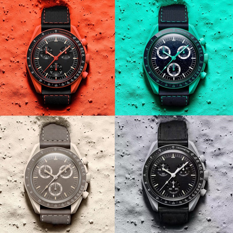 Montres pour hommes en pleine fonction Quarz Chronograph Watches BioCeramic Planet Moon Watch High Quality Watch Master de luxe en nylon 42 mm Wa