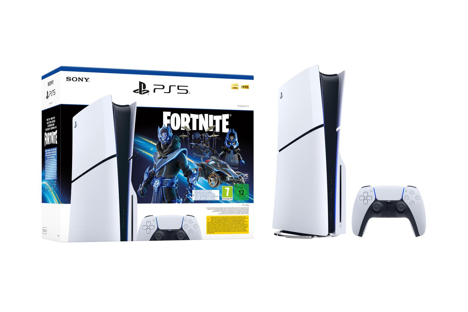 Sony Playstation 5 Slim Disc-Edition Fortnite Cobalt Star Bundle, weiß