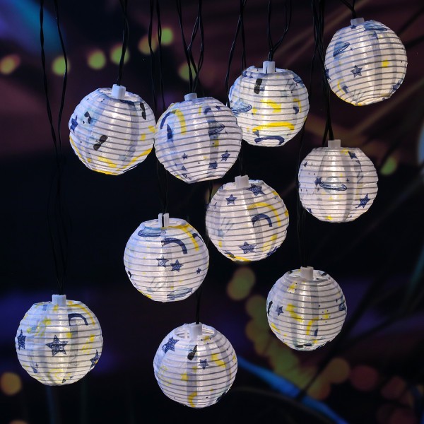 LED Solar Lichterkette LAMPION - Weltall Motiv - 10 LED - L: 4,5m -...