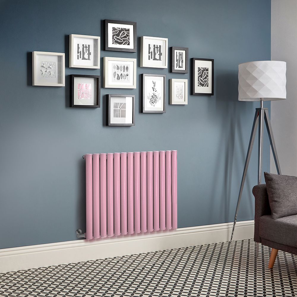 Radiateur électrique design horizontal - Rose (Camellia Pink) - Panneau simple - 63,5 cm x 41,3 cm - Sans thermostat et sans cache-câble - Vitality