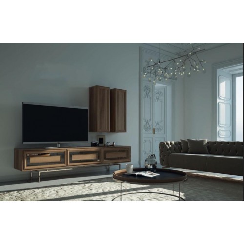 Luxus Wohnwand luxus Wohnzimmer TV Ständer Modern Holz Designer rtv fernseher