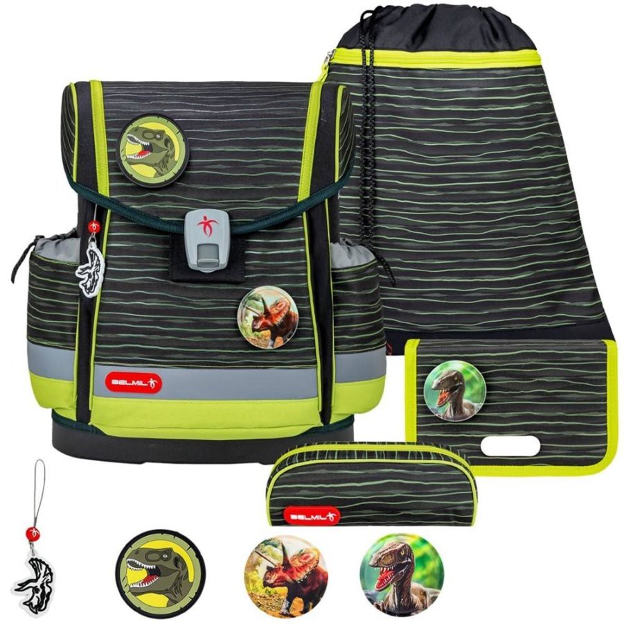 Schulranzen-Set CLASSY-PLUS mit PATCH 5tlg Prehistoric Times