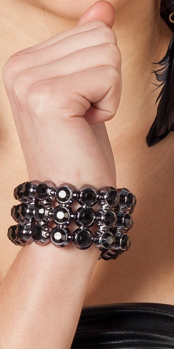 Schwarzes Schimmer Steinchen Armband