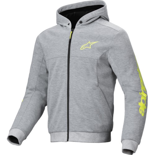 ALPINESTARS Chrome V2 Sport Hoodie, Men's motorcycle, Grey Heather-Fluo Yellow