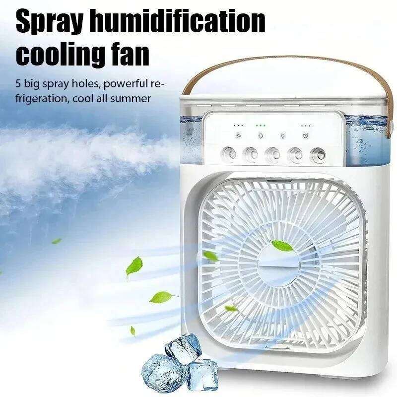 2026 portable three in one fan, small household cooler, night LED light, humidifier, air conditioner, house