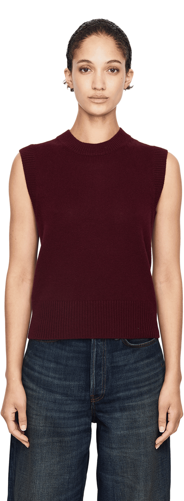 Cashmere-Pullunder Bordeaux