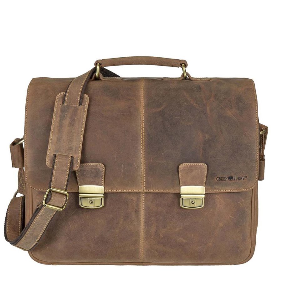 Aktentasche Leder 41x34cm Vintage 1728 | Greenburry.de