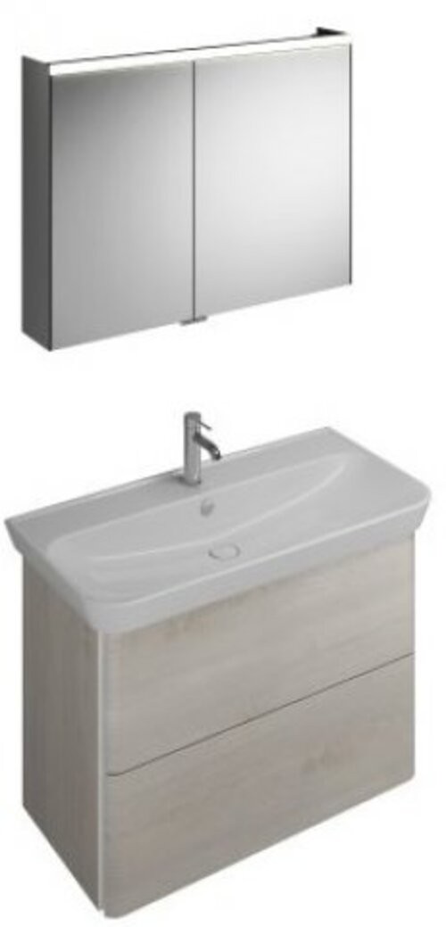 Burgbad Iveo Set Keramik-Waschtisch inklusive Waschtischunterschrank SFHJ100L, Version rechts, Breite: 1000mm, SFHJ100RF2835G0161