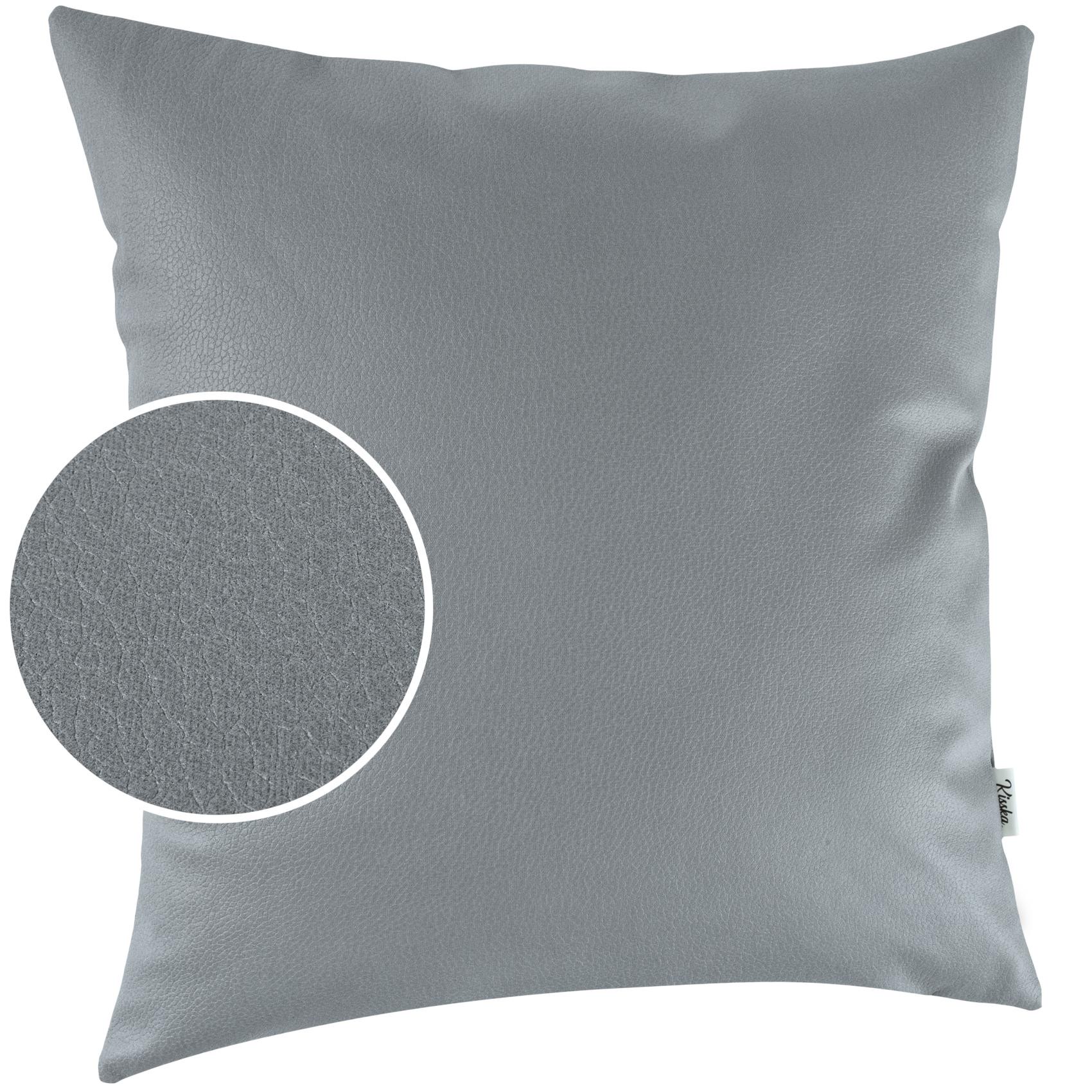 Kunstlederkissen Kissenbezüge Sofakissen Dekokissen Kissenhülle Kunstleder Kissen Lederkissen atmungsaktiv 4 Größen Kumo Hellgrau 30x50cm Ohne Füllung